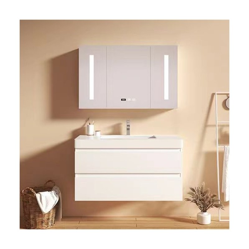 El gabinete de baño de PVC colgado en la pared Vanidad con lavabo de recipiente inodoro Rectángulo blanco 36 x 22
