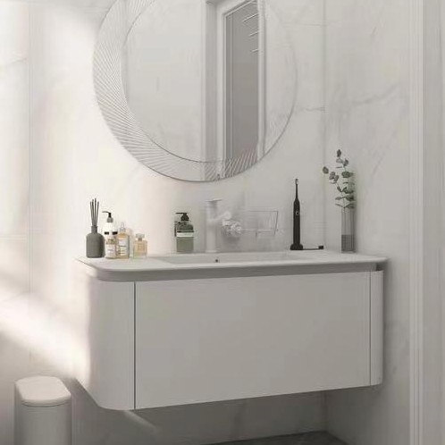 El gabinete de baño de PVC colgado en la pared Vanidad con lavabo de recipiente inodoro Rectángulo blanco 36 x 22