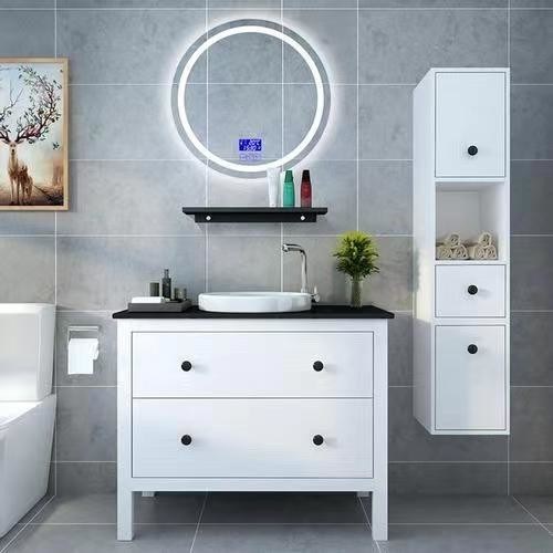 El gabinete de baño de PVC colgado en la pared Vanidad con lavabo de recipiente inodoro Rectángulo blanco 36 x 22