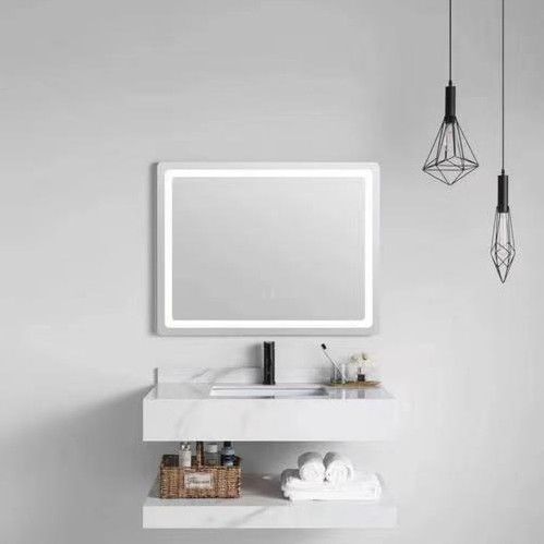 Apartamento Vanidad Combo Rectángulo de Melamina Moderno gabinete de baño 60 72 pulgadas gabinetes de espejos