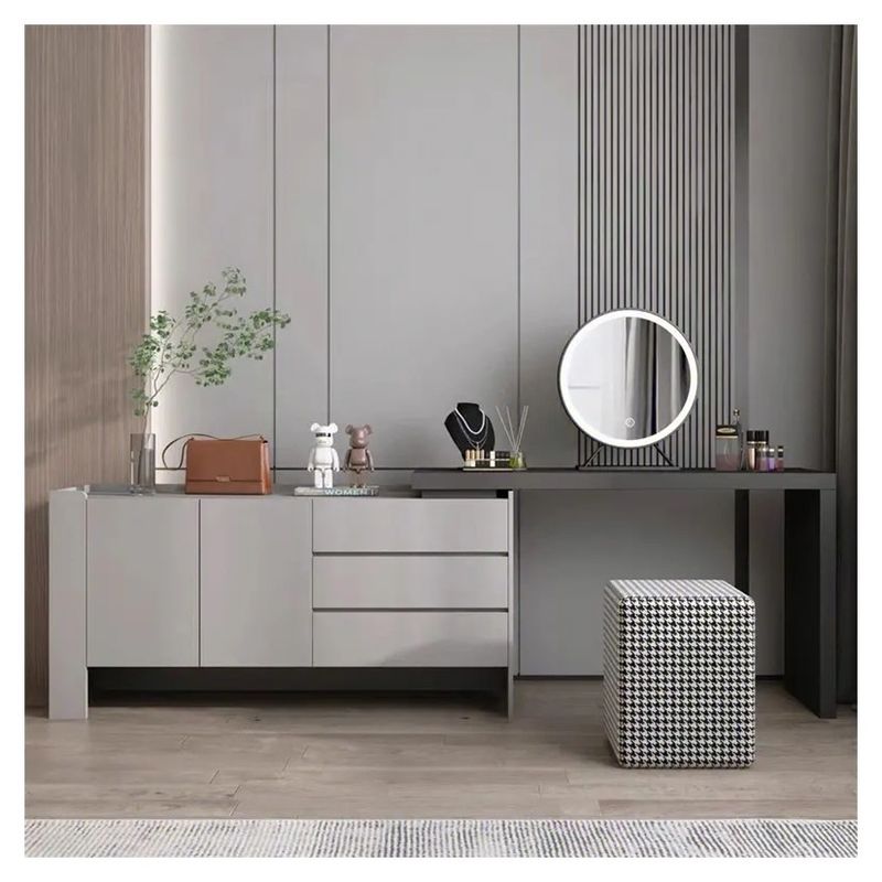 Tabla de vestir de madera moderna con espejo para el dormitorio gabinete de pared y ropa armario