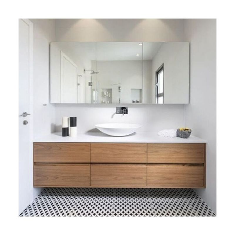 Modern Round Led Mirror Sliding Cabinet de madera maciza Combo Baño Lavadero con Materiales