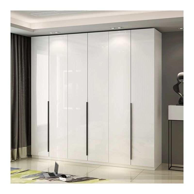 Diseño moderno MR HDF de cartón Laca blanca Armarios de madera para ropa Armarios de almacenamiento