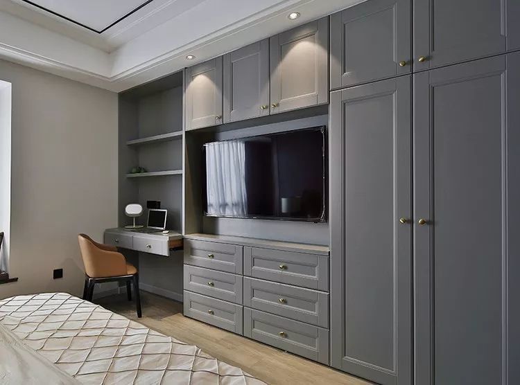 2024 Popular Gray Shaker Puerta Armario Estilo de madera moderno para el hogar Estantes de ropa Armarios