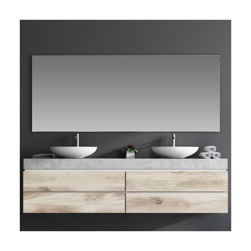 Baño moderno impermeable de madera montado en la pared Baño de vanidad gabinetes de fregadero doble para el apartamento