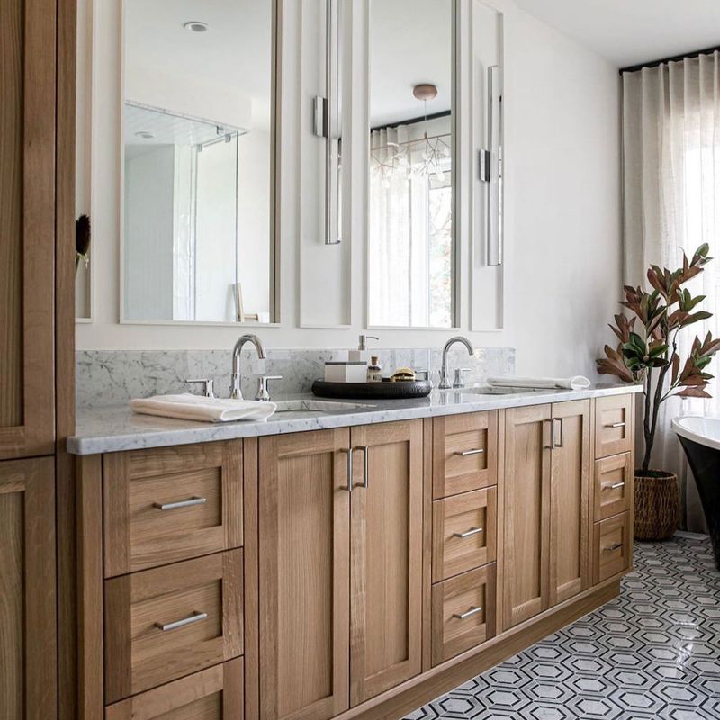 Baño moderno impermeable de madera montado en la pared Baño de vanidad gabinetes de fregadero doble para el apartamento