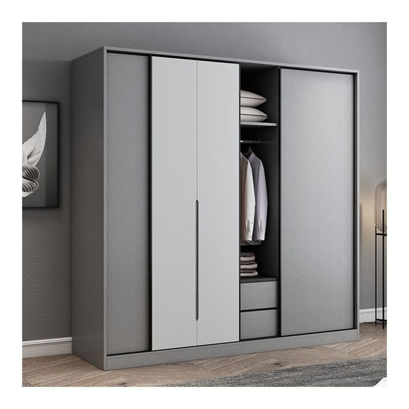 Muebles de dormitorio más reciente moderno sencillo 3 puertas armario deslizante de madera con diseño 2D / 3D