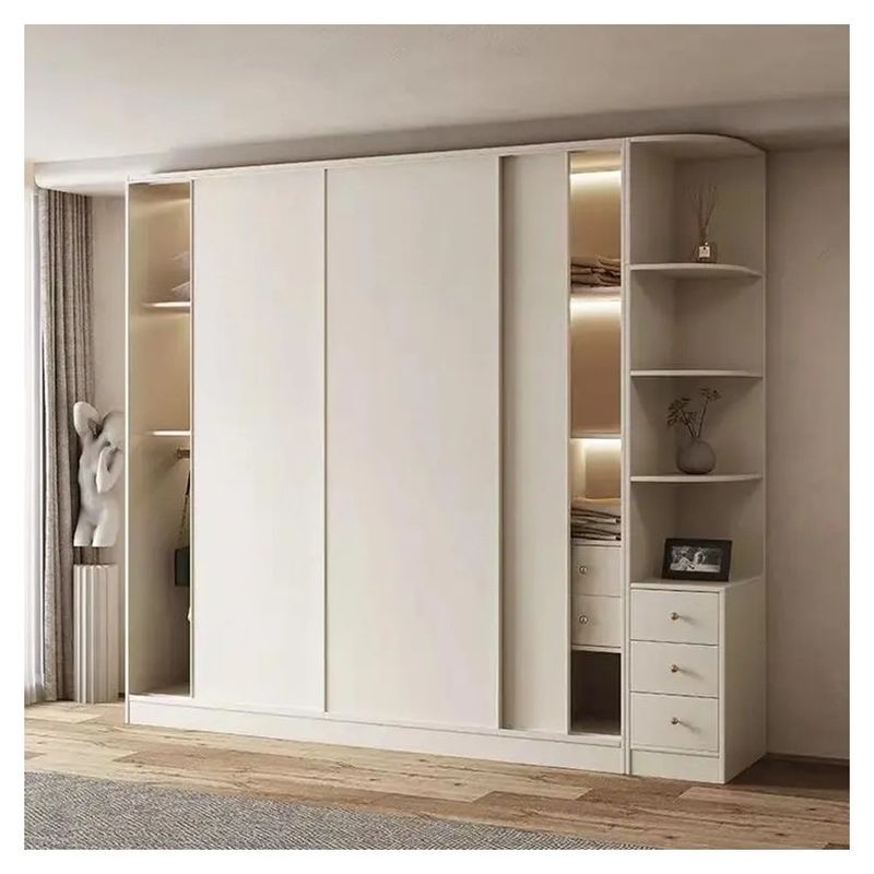 Muebles de dormitorio más reciente moderno sencillo 3 puertas armario deslizante de madera con diseño 2D / 3D