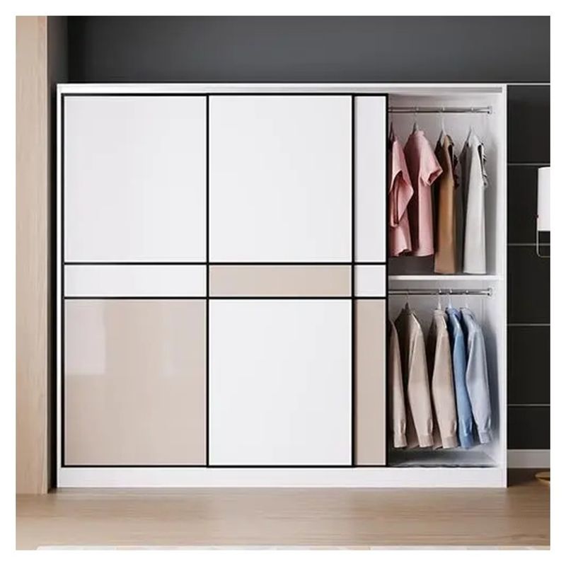 Muebles de dormitorio más reciente moderno sencillo 3 puertas armario deslizante de madera con diseño 2D / 3D