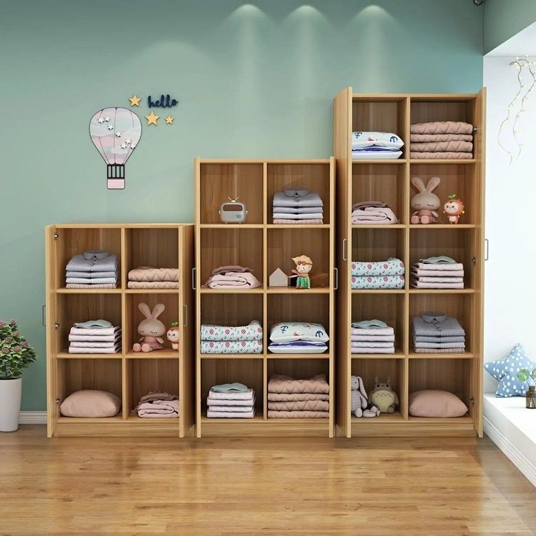 Moderno estilo MDF de madera niño Diseño fijable armario de dormitorio con armario de almacenamiento inteligente