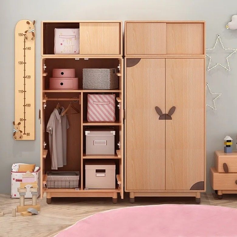 Moderno estilo MDF de madera niño Diseño fijable armario de dormitorio con armario de almacenamiento inteligente