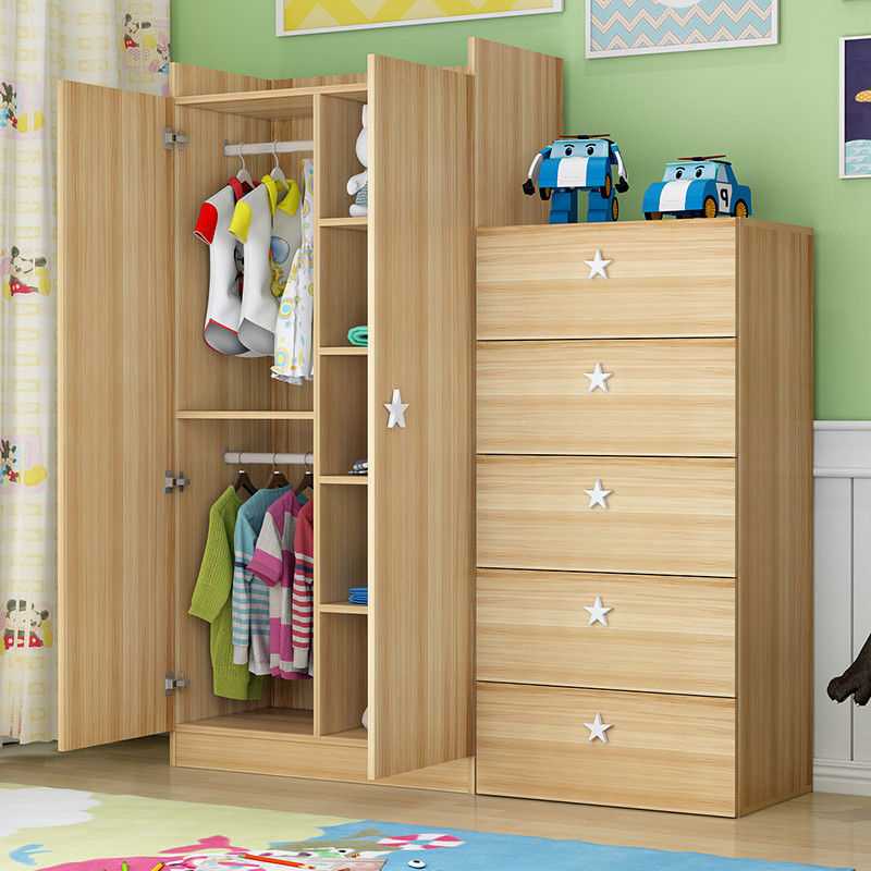 Moderno estilo MDF de madera niño Diseño fijable armario de dormitorio con armario de almacenamiento inteligente