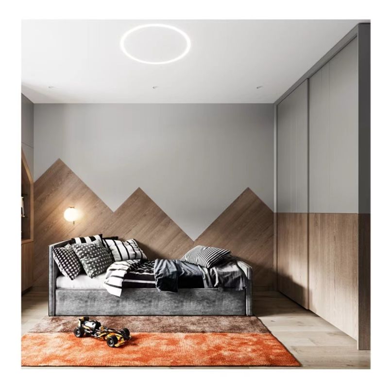 Armario de vestuario gris mate personalizado con estilo de diseño contemporáneo y estilo de madera PANEL