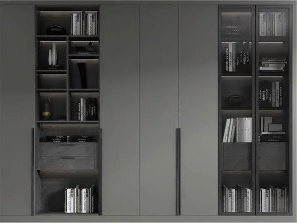 Armario de vestuario gris mate personalizado con estilo de diseño contemporáneo y estilo de madera PANEL