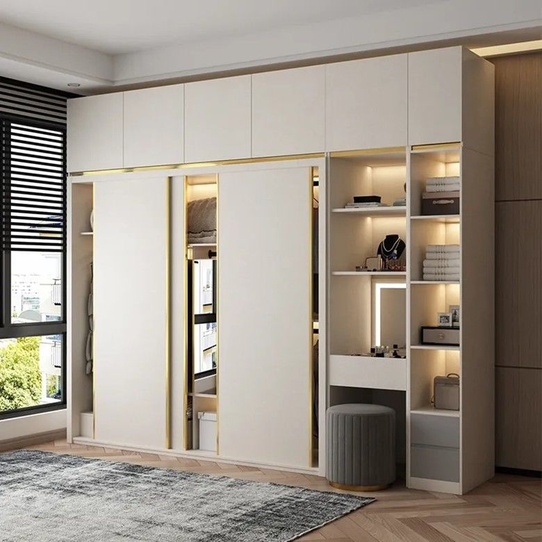 Armarios de MDF con puerta corredera para armarios de diseño más reciente