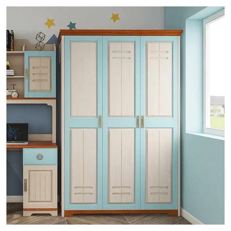 Muebles de armario de dormitorio azul para niños Armario PANEL estilo de madera Embalaje de correo N