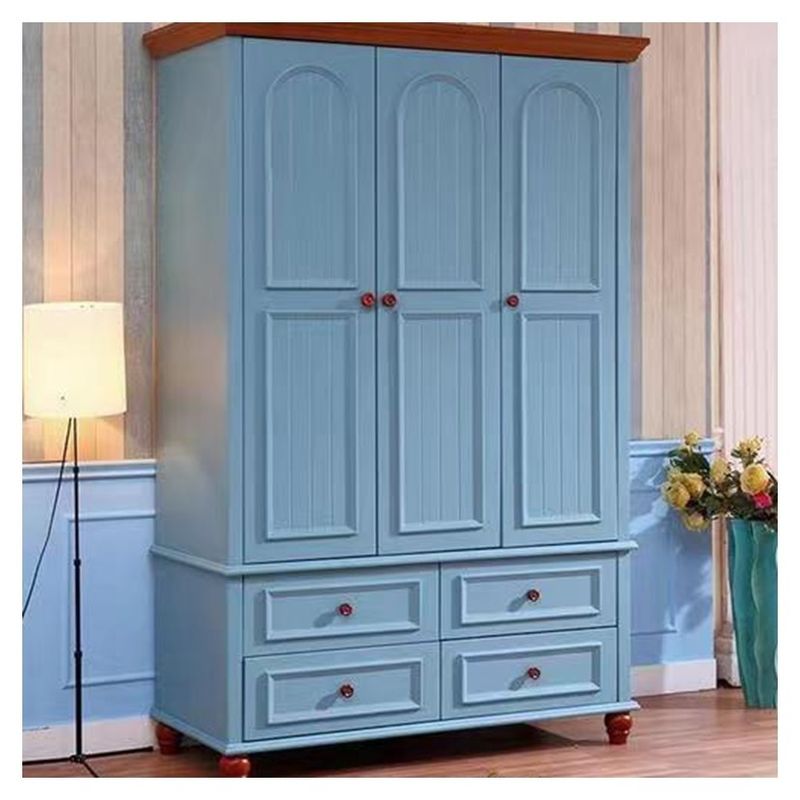 Muebles de armario de dormitorio azul para niños Armario PANEL estilo de madera Embalaje de correo N