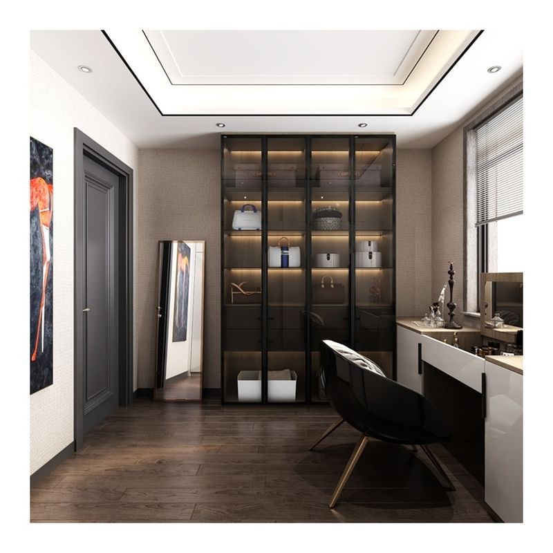Puerta de vidrio de combinación Armarios de madera para apartamento de hotel moderno en estilo contemporáneo
