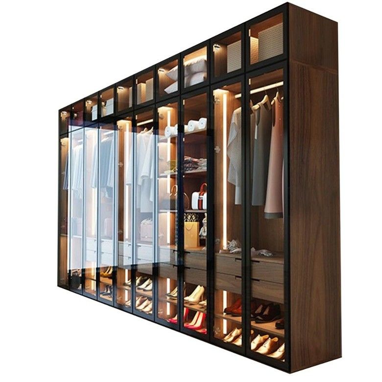 Puerta de vidrio de combinación Armarios de madera para apartamento de hotel moderno en estilo contemporáneo