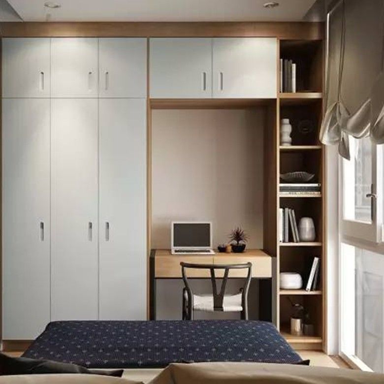 Armario de estilo moderno de 3 puertas con mesita de vestidor de espejo YALIG hecha a medida de madera sólida
