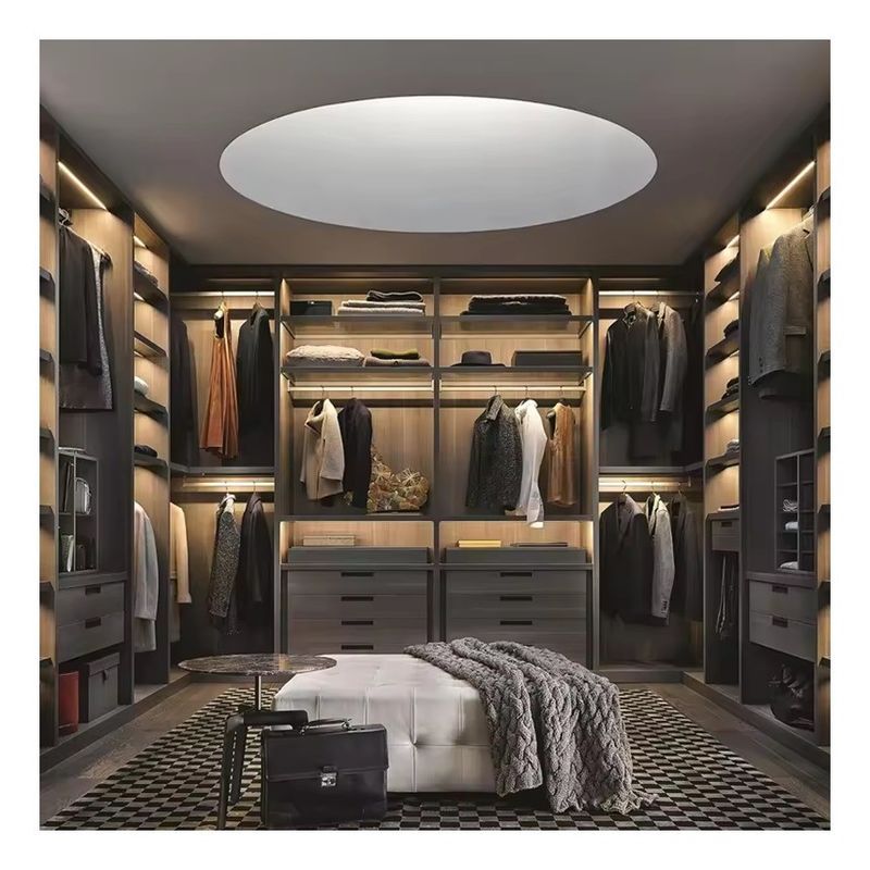Armario de dormitorio contemporáneo con diseño de madera personalizado y tablero MR HDF