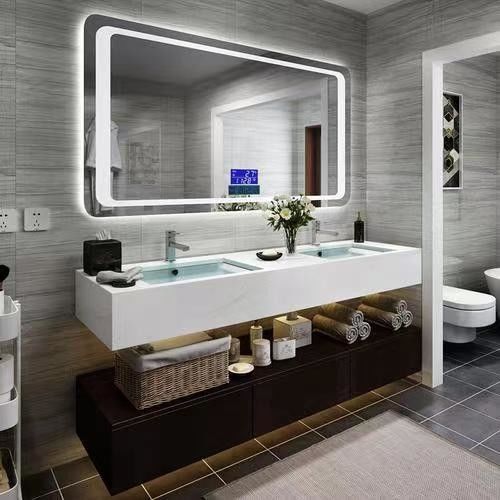Armario de baño impermeable con color personalizado fregadero de piedra de cuarzo artificial