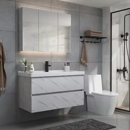 Vanidad de baño italiana personalizada con espejo LED YALIG Color y diseño personalizables