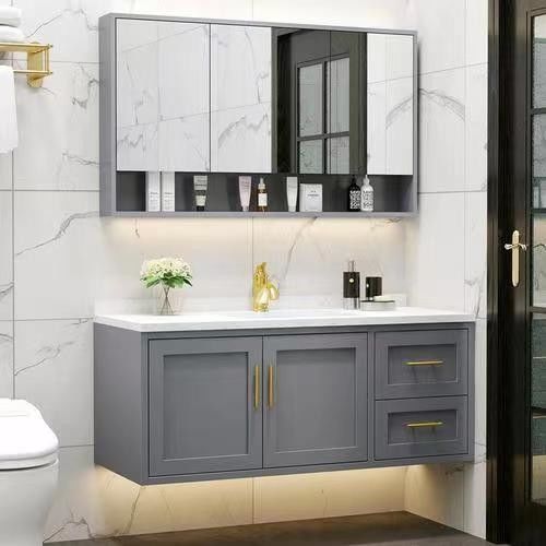 Diseños personalizados y material de la puerta MDF en YALIG Floating Vanity Set para baños modernos