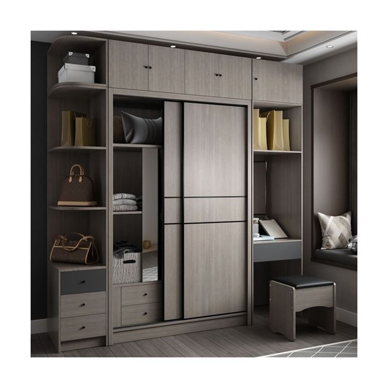 YALIG personalizado italiano puerta corredera abierta automática caminar en el armario armario para el dormitorio