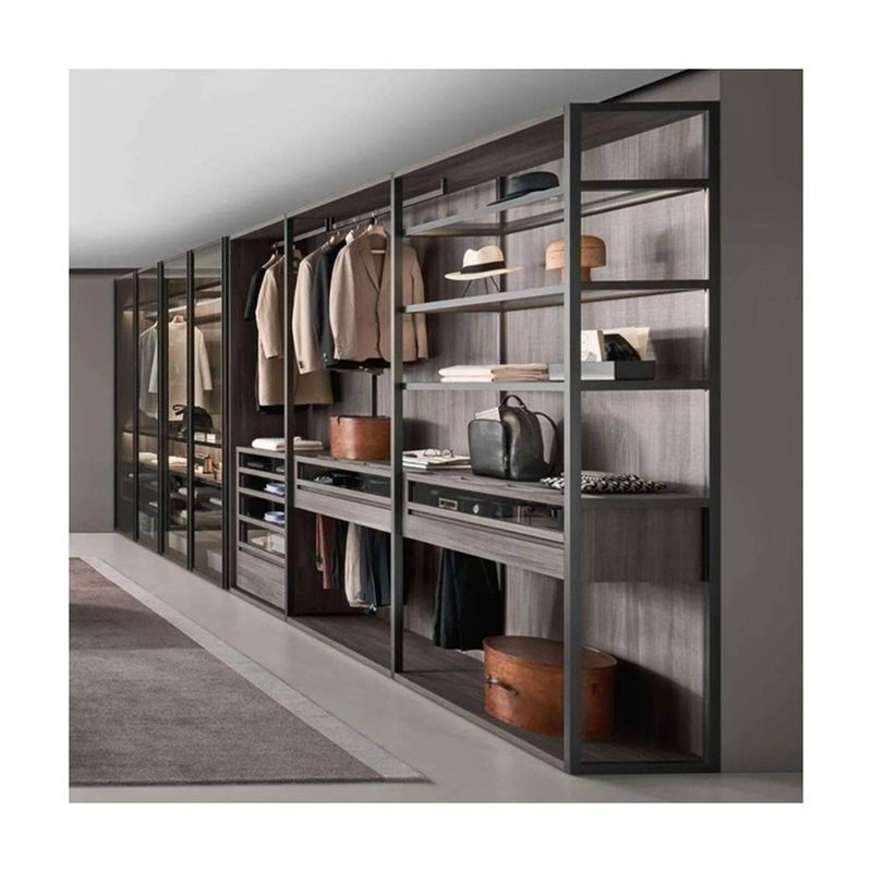 Cabinetes de dormitorio de melamina de madera moderna sistema de armario para espacios de vida de lujo