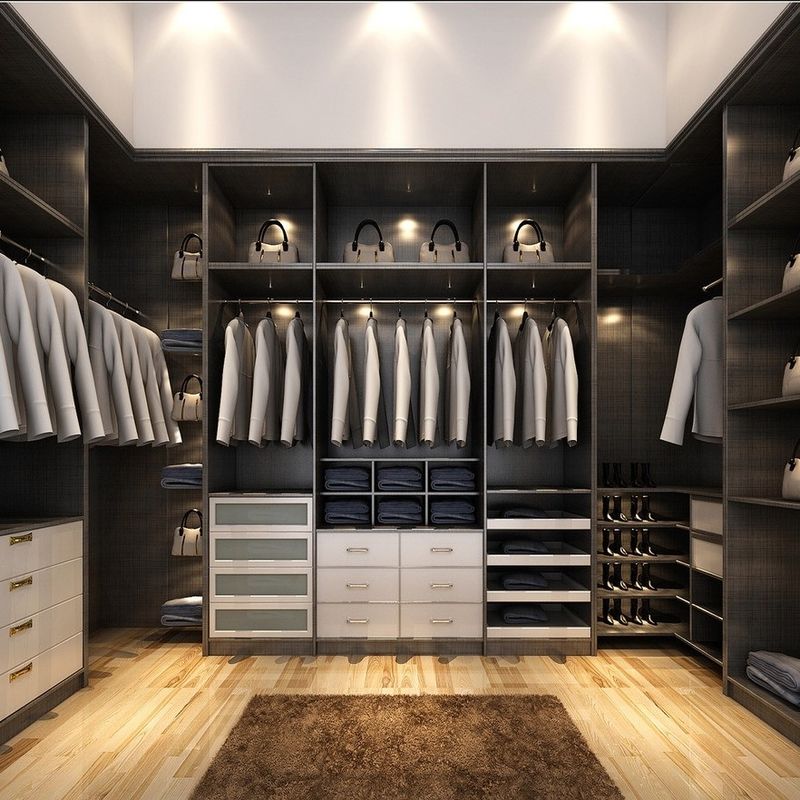 Cabinetes de dormitorio de melamina de madera moderna sistema de armario para espacios de vida de lujo