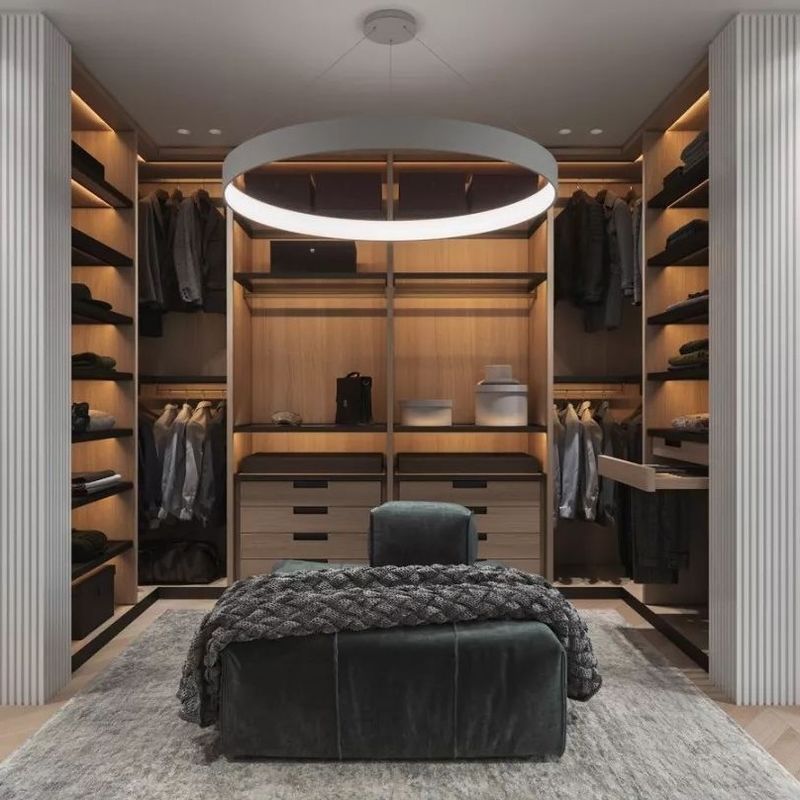 Cabinetes de dormitorio de melamina de madera moderna sistema de armario para espacios de vida de lujo