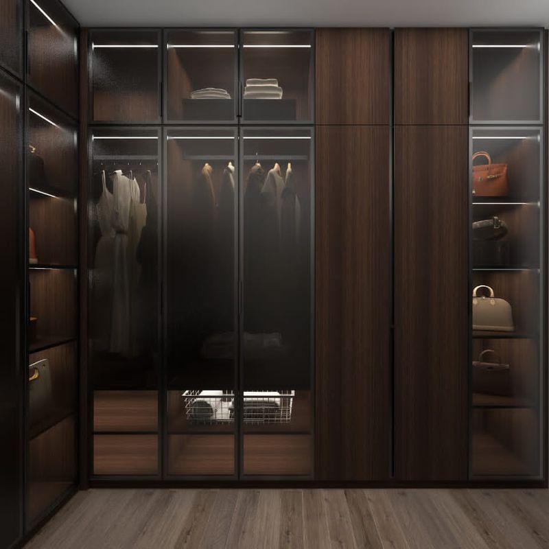 Cabinetes de dormitorio de melamina de madera moderna sistema de armario para espacios de vida de lujo
