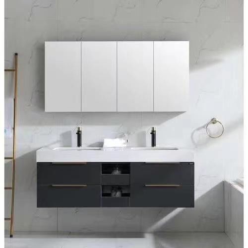 Organizador de juegos de baño moderno con gabinete flotante de 30 pulgadas y diseño sin mango