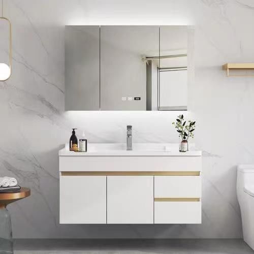Organizador de juegos de baño moderno con gabinete flotante de 30 pulgadas y diseño sin mango