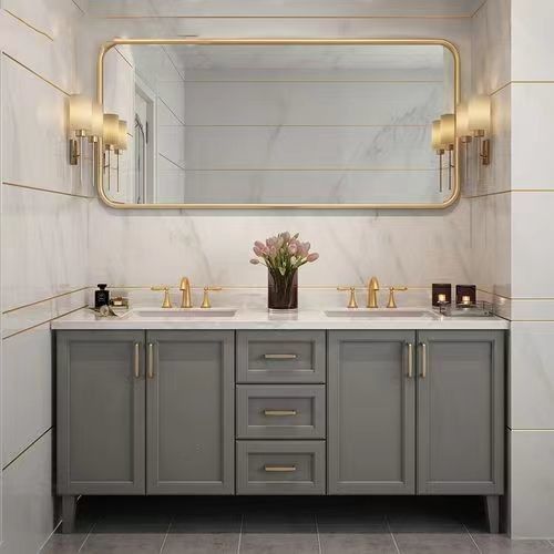 Mejore su baño con YALIG Custom Gold Combo de doble fregadero y montaje en la pared