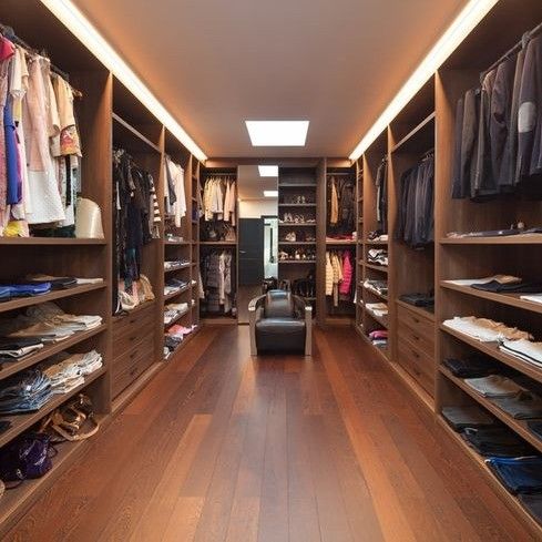 Grano de madera natural personalizado Larga tela abierta Camina en el armario con estilo moderno