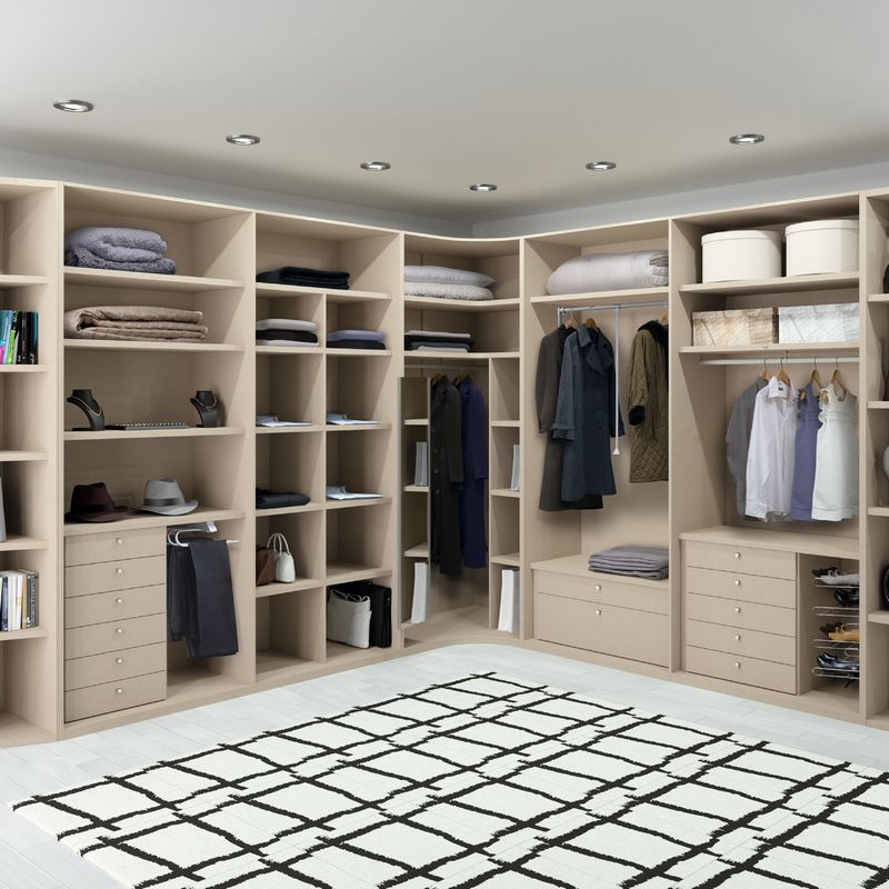 Muebles de dormitorio moderno pequeño en forma de L caminar en el armario armario para la solución de dormitorio