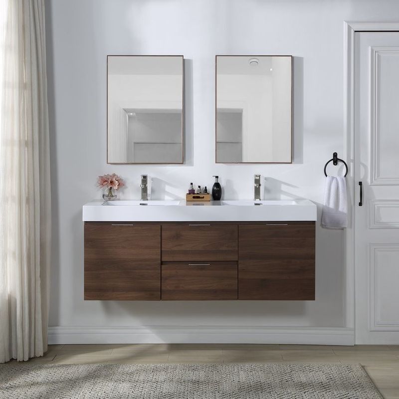 Armario de pared de baño de madera maciza con MOQ bajo y encimera incluida en el mejor vendedor