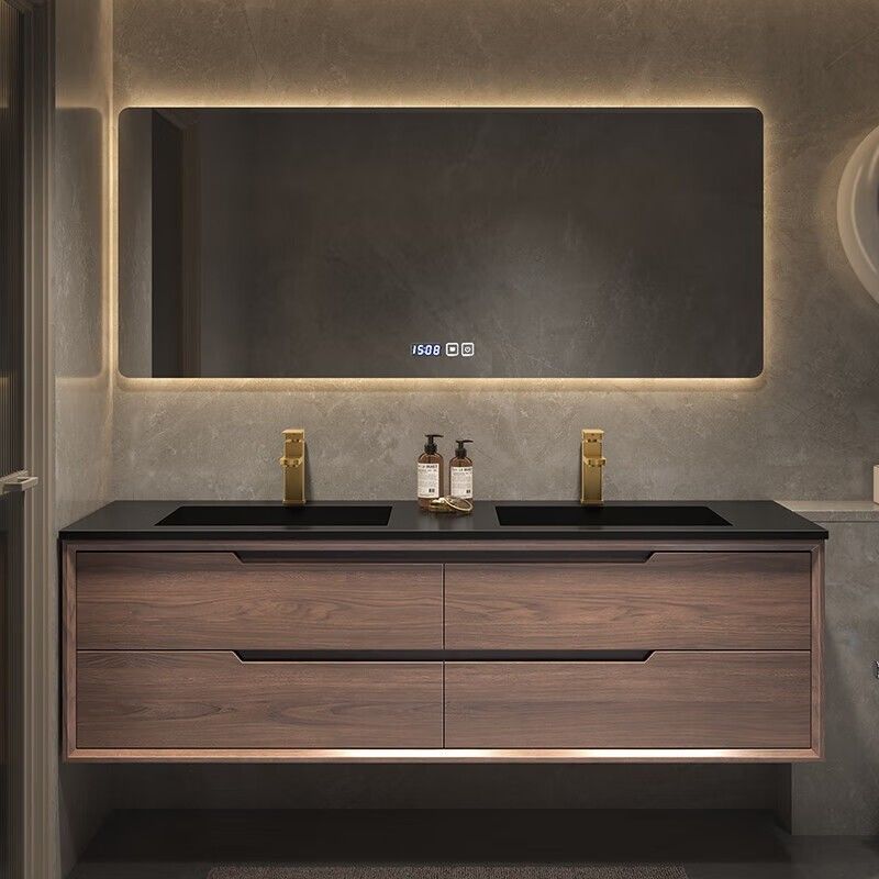 Armario de pared de baño de madera maciza con MOQ bajo y encimera incluida en el mejor vendedor