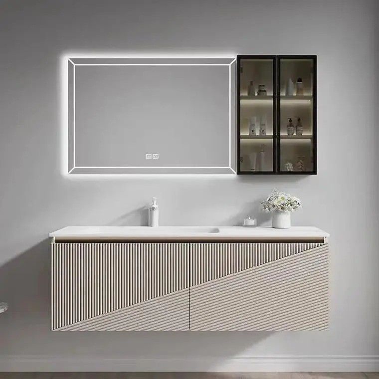 Armario de pared de baño de madera maciza con MOQ bajo y encimera incluida en el mejor vendedor