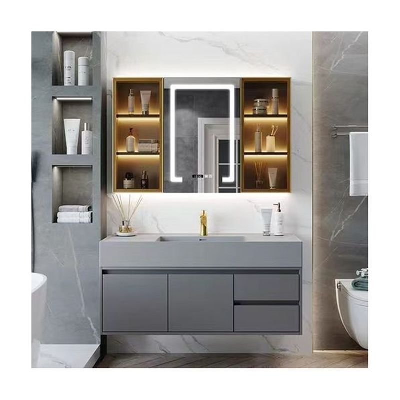 YALIG E1 Estándar Europeo Conjunto de baño de montaje en pared con espejo Moderno y funcional