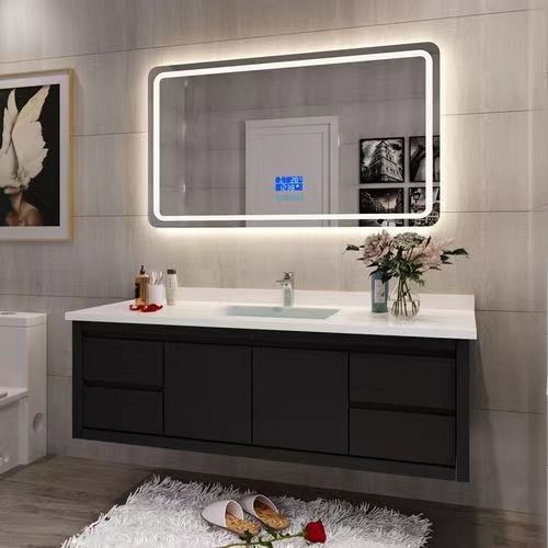 YALIG E1 Estándar Europeo Conjunto de baño de montaje en pared con espejo Moderno y funcional