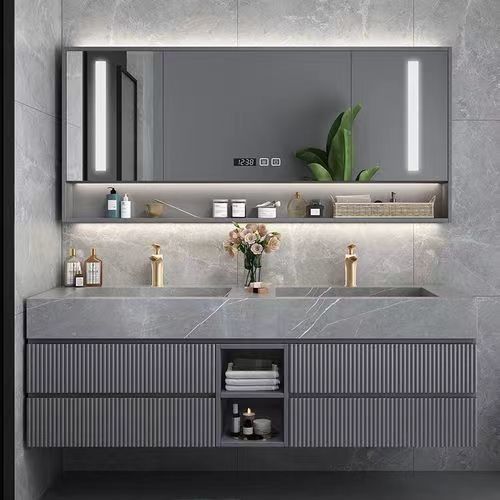 YALIG E1 Estándar Europeo Conjunto de baño de montaje en pared con espejo Moderno y funcional