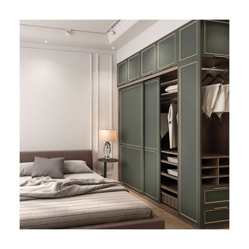 Muebles de hotel YALIG Moderno armario de puertas corredizas de madera para sistema de armario incorporado