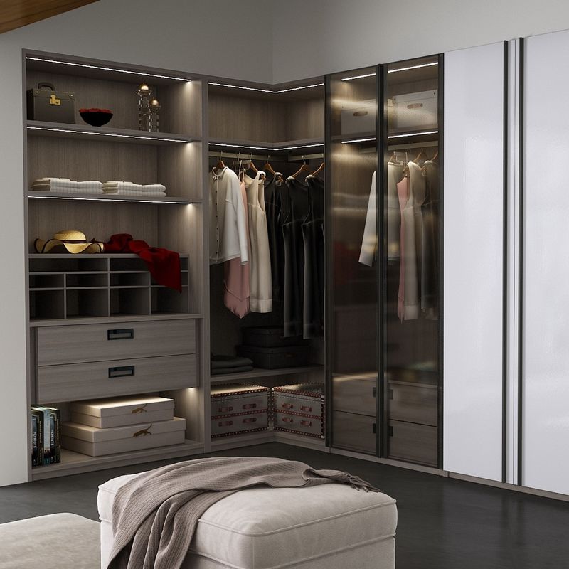 YALIG Puertas transparentes y diseños de Sunmica blanco para armarios de madera en conjuntos de dormitorios