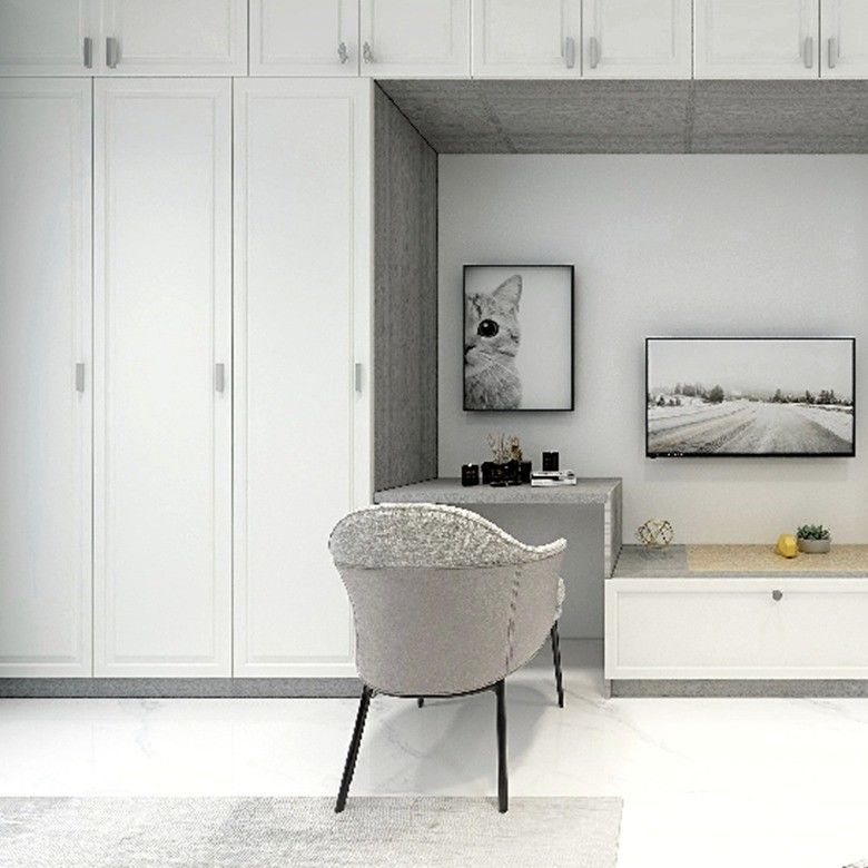 YALIG Madera maciza dormitorio completo pared 3 puertas armario de esquina con espejo mesa de vestir