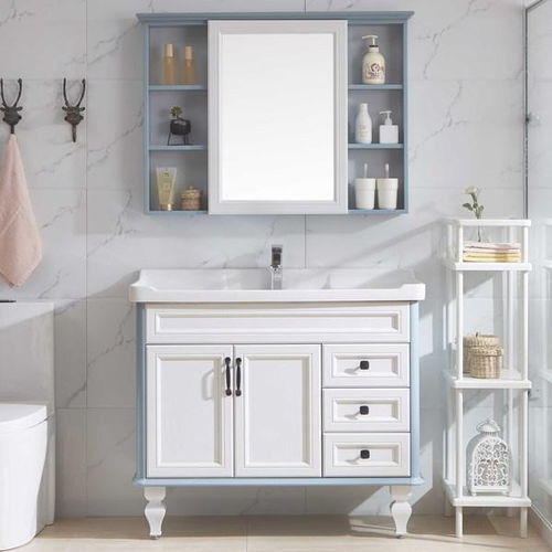 YALIG Cubierta de lavado personalizada gabinete de madera blanco gabinete de baño gabinetes de vanidad con espejo de plata