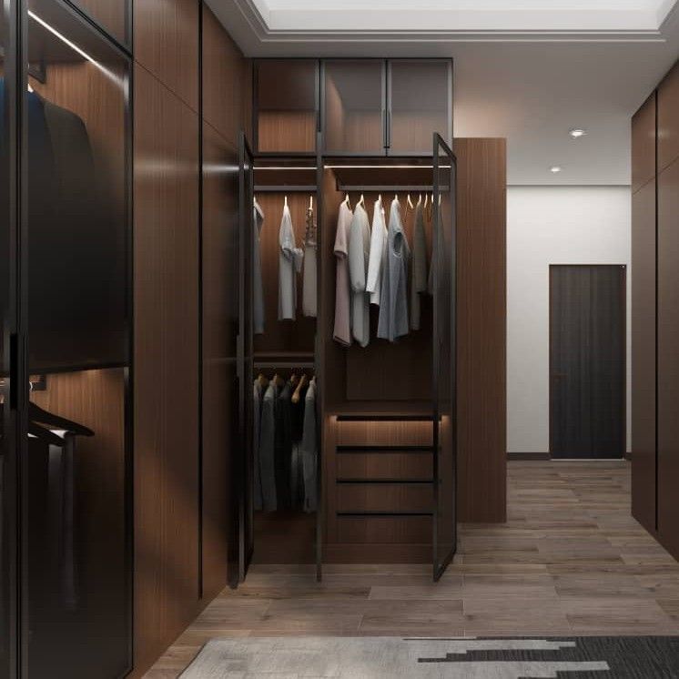 Hoteles de 5 estrellas, cuartos modernos, armario de madera para el almacenamiento.