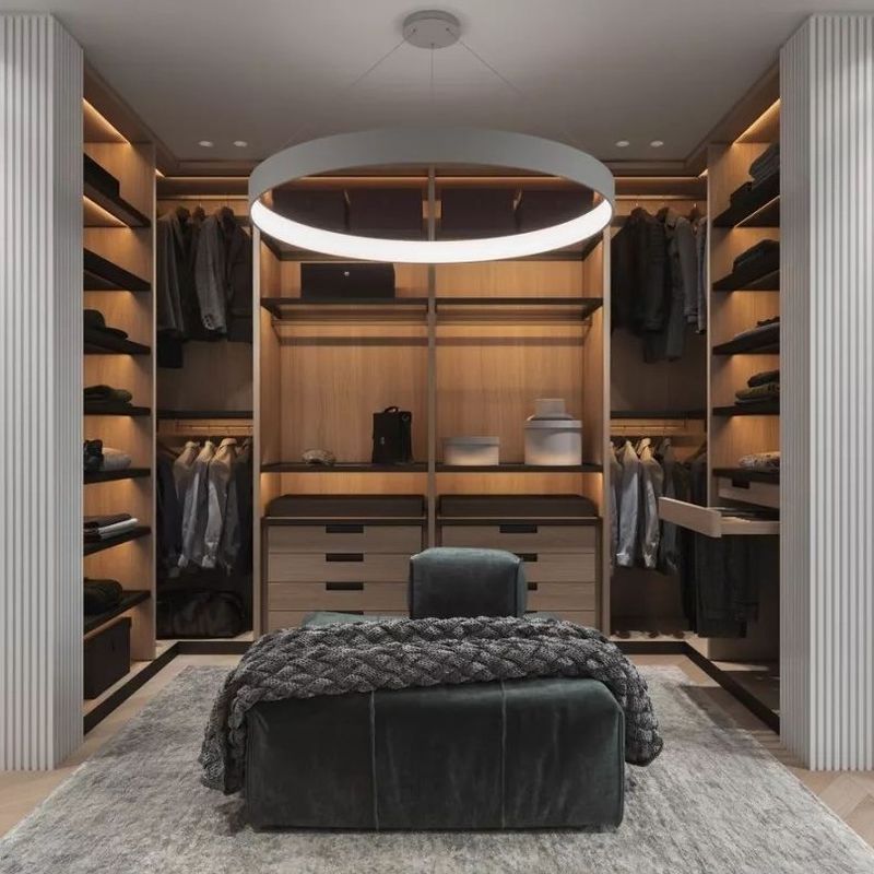Largo paseo de madera en el armario incorporado para el apartamento moderno 2D / 3D y diseño de alta gama